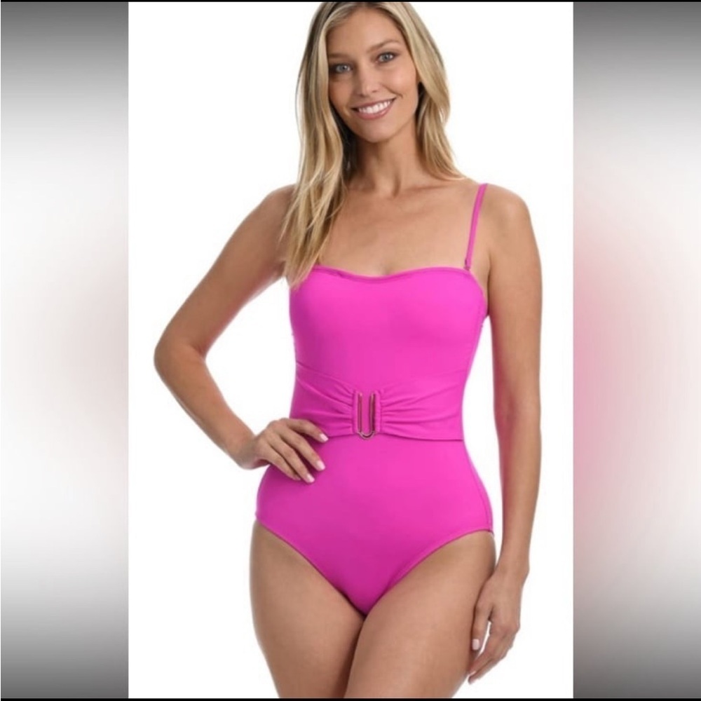 La Blanca Women's Island Goddess Bandeau One Piece Swimsuit NWT size 16